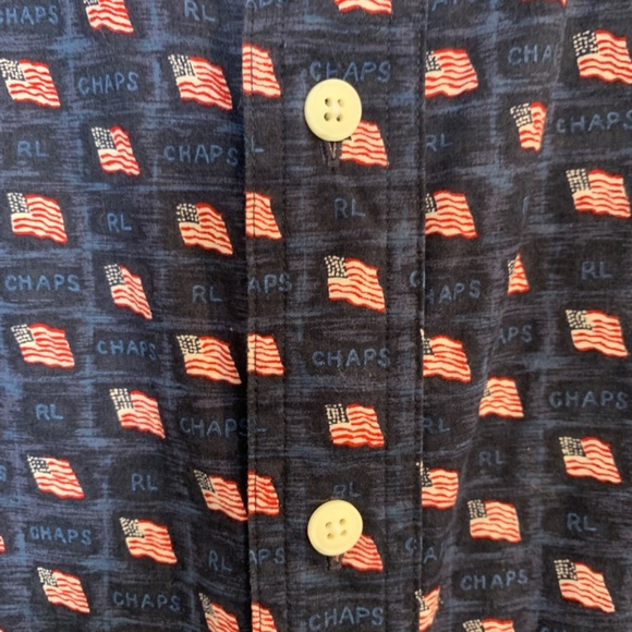 Chaps Ralph Lauren Mens Flag Print Button Down Shirt 2XLT Patriotic Americana - Picture 6 of 14